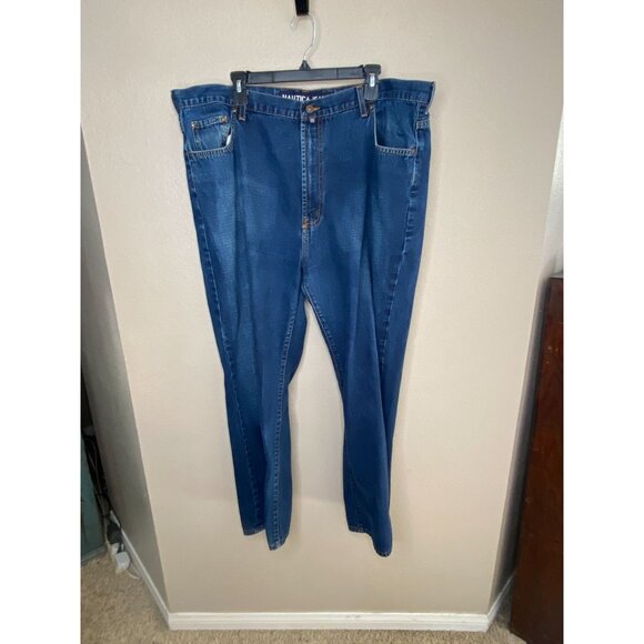 Nautica Jeans Denim Pants Mens 42x30 Relaxed Fit Straight Leg 100% Cotton Blue - Picture 1 of 7